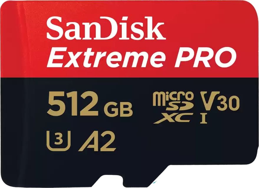 SanDisk microSDXC Extreme Pro 512GB 200/140 MB/s A2 C10 V30 UHS-I U3 atmiņas karte