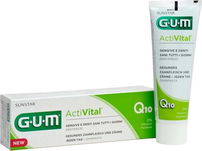 Sunstar GUM D.GUM PASTA ACTIVITAL Q10 75ml6050 6050 (7630019902472) mutes higiēnai