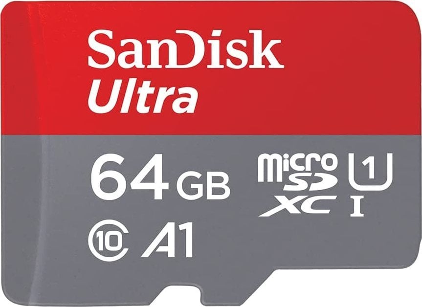 SanDisk Ultra microSDXC 64GB + SD Adapter 140MB/s  A1 Class 10 UHS-I; EAN:619659200541 atmiņas karte