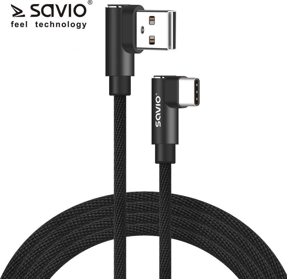 Kabel USB Savio USB-A - USB-C 2 m Czarny (1_815992) 1_815992 (5901986047063) USB kabelis