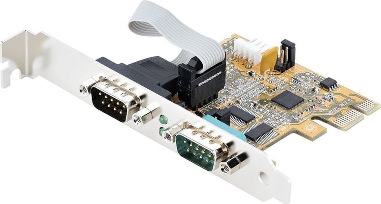 2-Port PCI Express Serial Card, Dual Port PCIe to RS232 (DB9) cietais disks