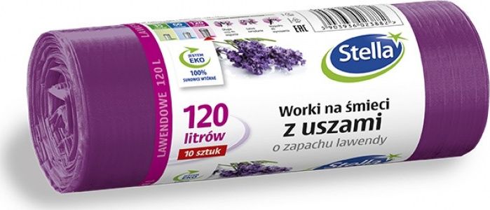 Stella Worki na smieci z uszami STELLA, zapach lawendy, 120 l, 10 szt., lawendowy ST-ST-023882 (5903936023882) atkritumu tvertne