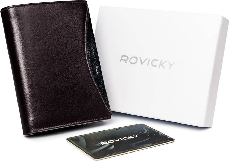 Rovicky Kup Przydasie ROVICKY Bogato wyposazony portfel meski z naturalnej skory licowej  Rovicky 1537-03-BOR-1249 BRO (5903051071249)