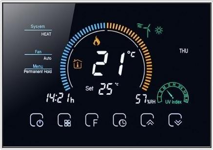 Renov8 Smart Wi-Fi Thermostat with color LCD for fan-coil 2/4 pipe - compatible 86x86 and round 60mm box TH-8RCF4W-K (8059513220704)