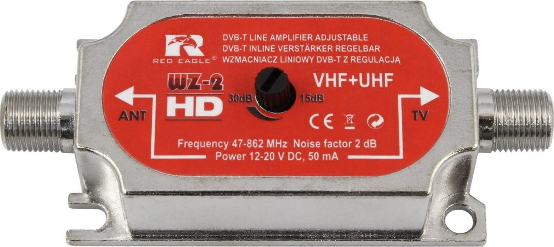 Red Eagle Wzmacniacz antenowy liniowy DVB-T z regulacja +30dB 18922 (5903175950079) Satelītu piederumi un aksesuāri