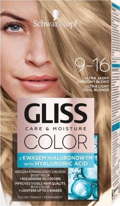 Schwarzkopf Schwarzkopf Gliss Color Care & Moisture Farba do wlosow 9-16 ultra jasny chlodny blond 1op. 686303