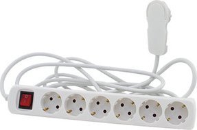 REV Multiple Socket Outlet 6-fold 5m white kabelis, vads