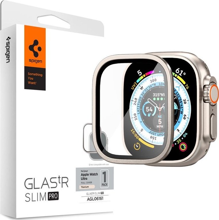 Spigen Glass tR Slim Pro 1 Pack, titanium - Apple Watch Ultra 2/Ultra 49mm AGL06161 (8809896745253)