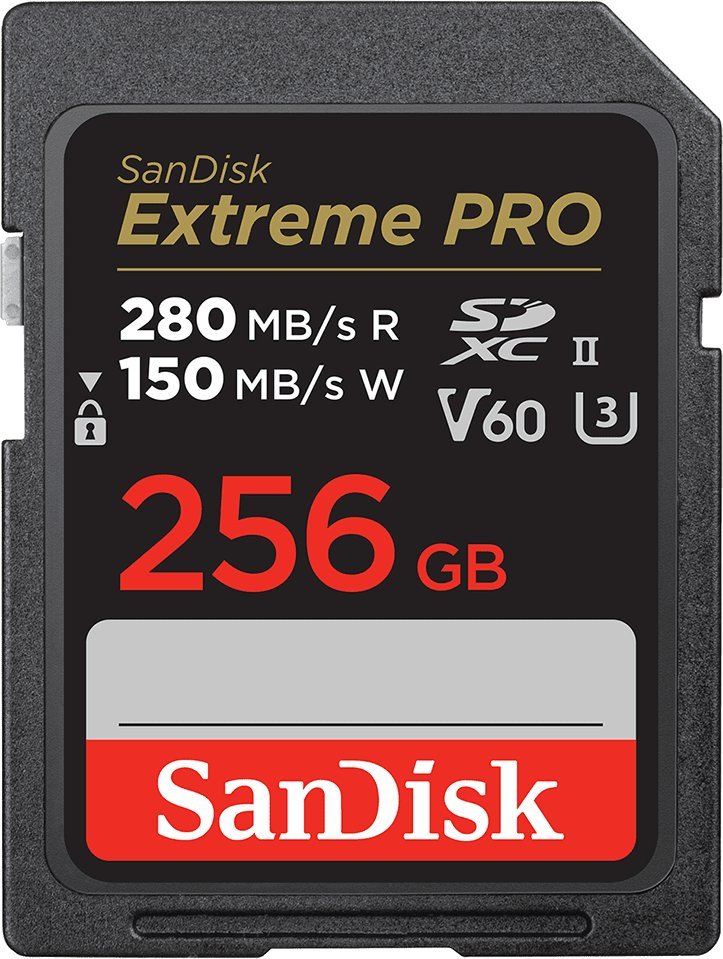 SanDisk Extreme PRO 256GB V60 UHS-II SD cards, 280/150MB/s,V60,C10,UHS-II, EAN: 619659202149 atmiņas karte
