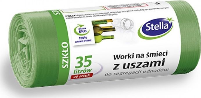 Stella Worki z uszami STELLA, do segregacji szkla, 35 l, 20 szt., zielone, zielony ST-ST-032198 (5903936032198) atkritumu tvertne