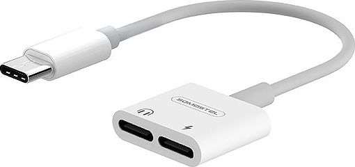 Adapter USB Somostel SMS-BZ06 USB-C - Jack 3.5mm + USB-C Bialy  (28857) 28857 (5902012969663)