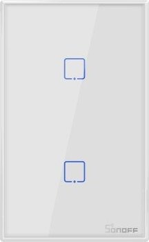 Sonoff T2US2C - 2-gang Wi-Fi Smart Wall Switch US - White SF-T2US2C (6920075727562) dock stacijas HDD adapteri