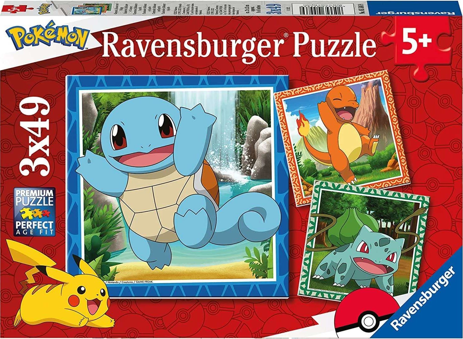 Ravensburger Puzzle Pokemon 3x49 147 elementow 507860 (4005556055869) puzle, puzzle