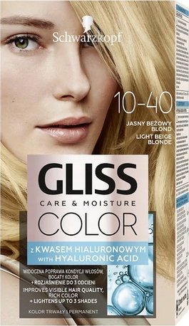 Schwarzkopf Schwarzkopf Gliss Color Care & Moisture Farba do wlosow 10-40 jasny bezowy blond 1op. 686549