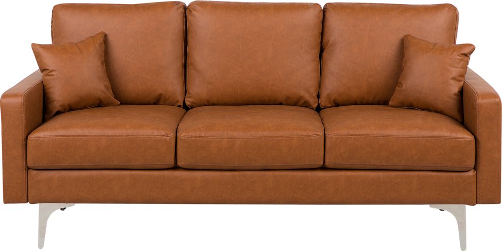 Shumee Sofa 3-osobowa ekoskora brazowa GAVLE 132622 (4251682206075) Dārza mēbeles