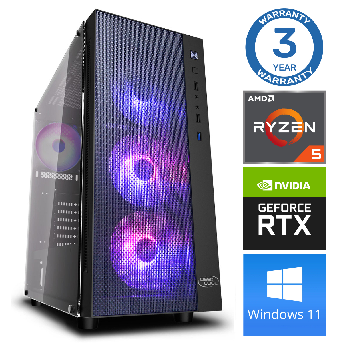 INTOP Ryzen 5 5600X 32GB 240SSD M.2 NVME+2TB RTX4060Ti 8GB WIN11Pro RW31959 (EAN411531959) dators