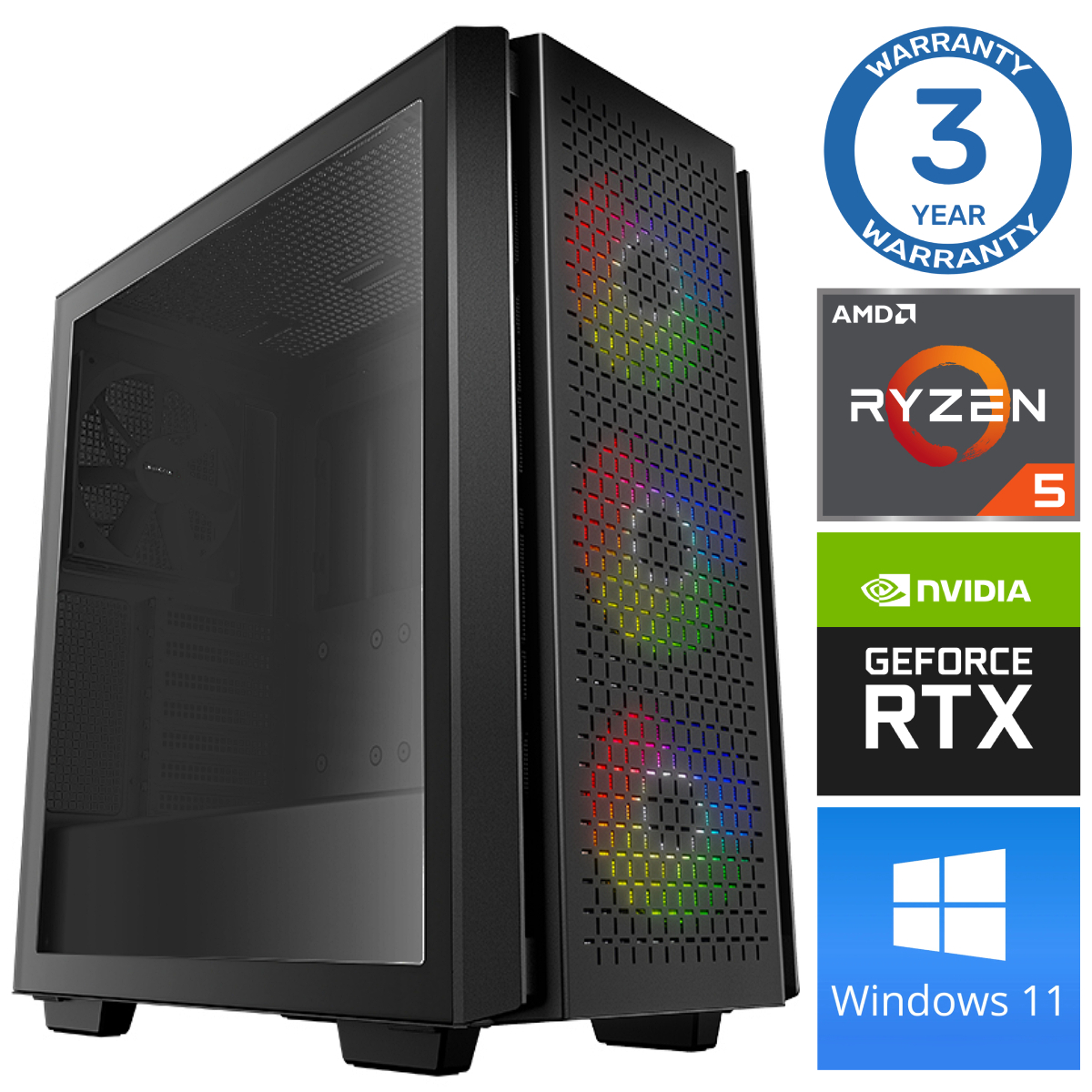 INTOP Ryzen 5 3600 16GB 240SSD M.2 NVME+2TB RTX4060Ti 8GB WIN11Pro RW31905 (EAN411531905) dators