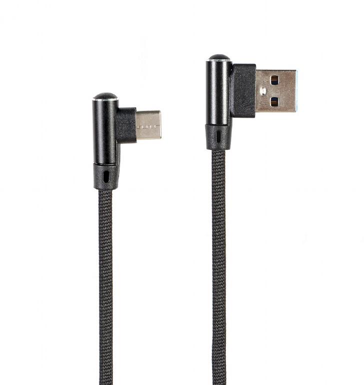 Gembird USB Male - USB Type-C Male 1m Premium denim Angled Black 8716309125352 USB kabelis