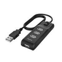 Hama USB-Hub 4 Ports, USB 2.0, 480 Mbit/s, Ein-/Ausschalter USB centrmezgli