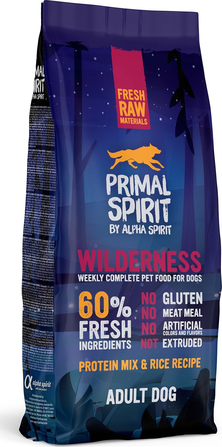 Alpha Spirit Primal Spirit Wilderness 60% dry food for dogs 12 kg barība suņiem
