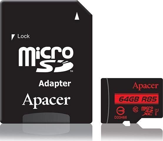 Apacer R85 microSDXC kit 64GB, UHS-I U1/Class 10 atmiņas karte