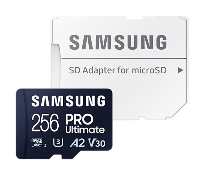 Samsung MicroSD Card PRO Ultimate 256 GB, microSDXC Memory Card, Flash memory class U3, V30, A2, SD adapter atmiņas karte
