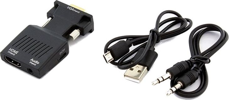 Adapter AV Apte HDMI - D-Sub (VGA) + Jack 3.5mm czarny (1267-uniw) 1267-uniw (5907621812089)
