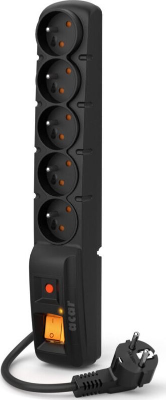 Surge Protector ACAR F5 5M Black elektrības pagarinātājs