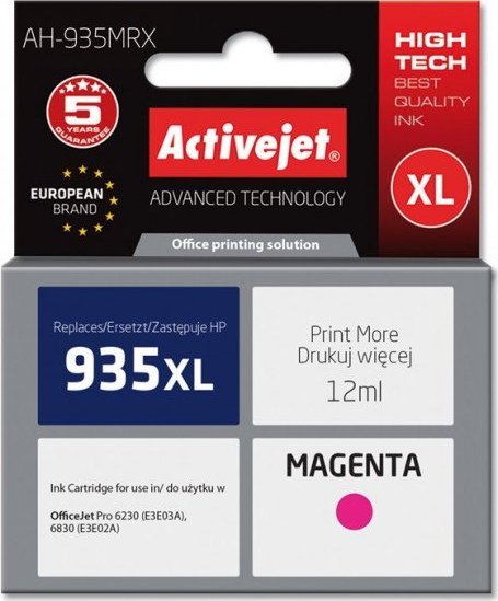 Ink Activejet AH-935MRX (for printer Hewlett Packard  compatible replacement 935XL C2P25AE premium 12m magenta Chip) kārtridžs