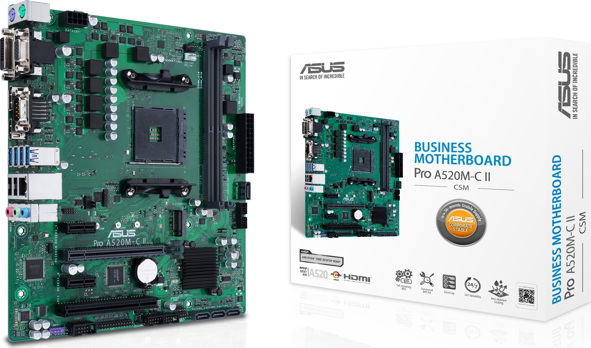 ASUS PRO A520M-C II/CSM AM4 DDR4 pamatplate, mātesplate