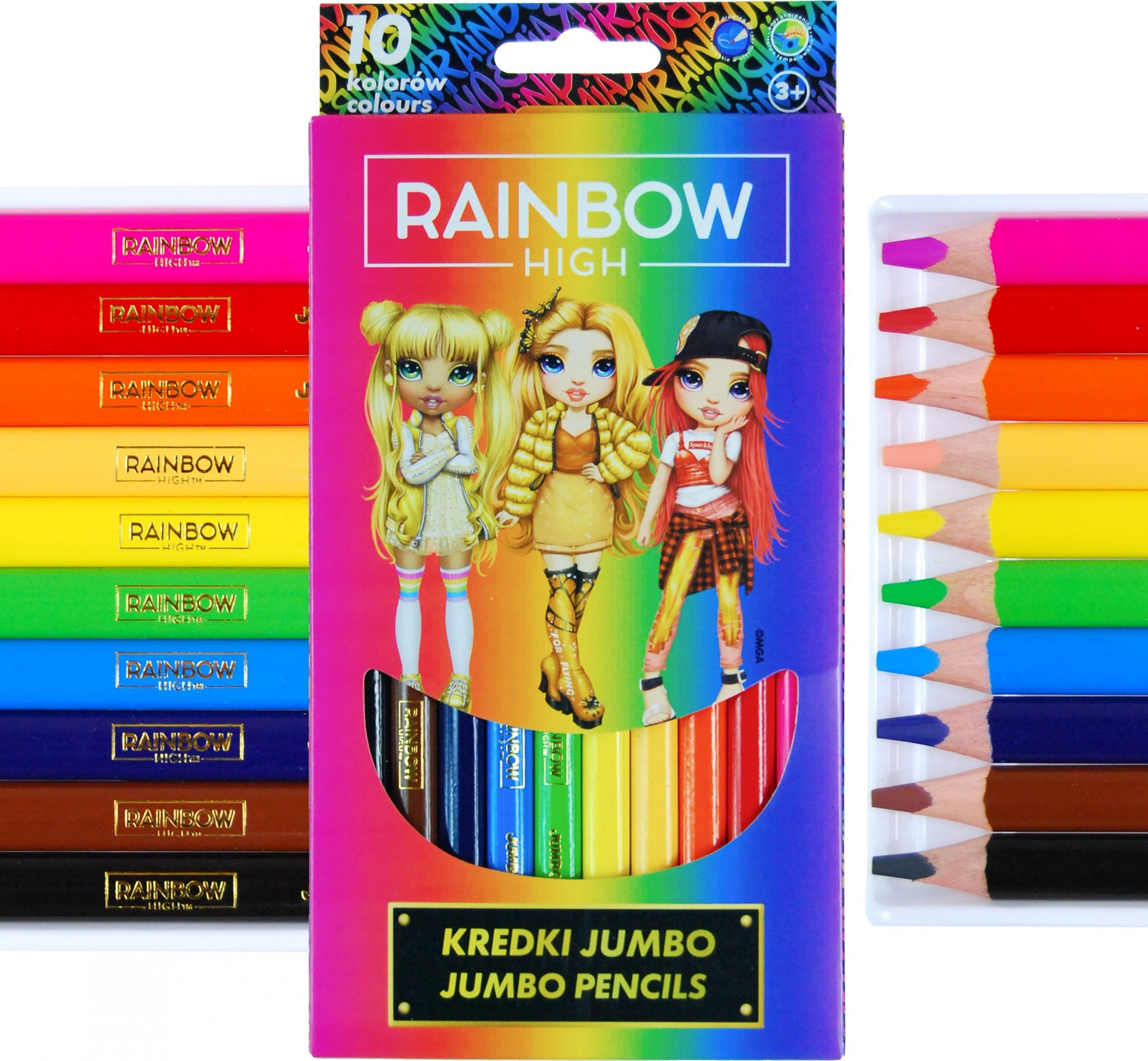 Astra Kredki olowkowe jumbo 10 kolorow Rainbow High Astra AA896AST (5901137181226)