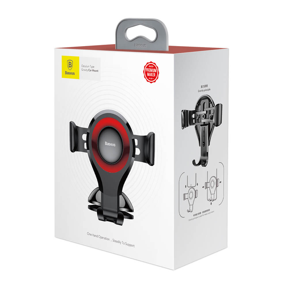 Baseus SUYL-XP09 Osculum Gravity Car Mount Black/Red Mobilo telefonu turētāji