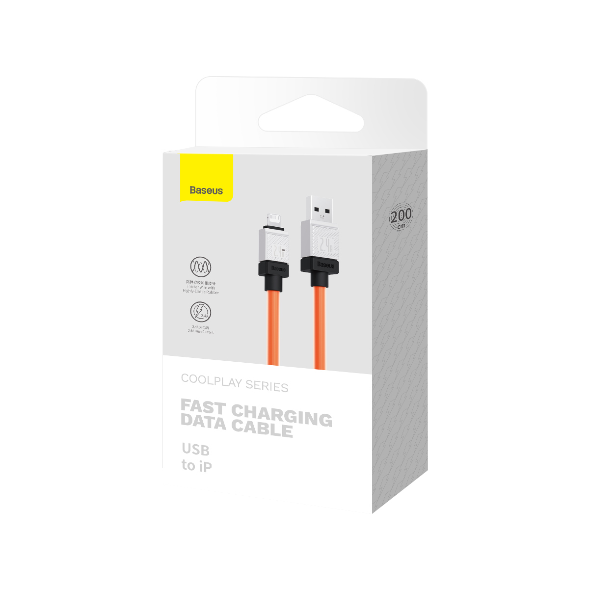 Baseus cable CoolPlay USB - Lightning 2m 2,4A orange Powerbank, mobilā uzlādes iekārta