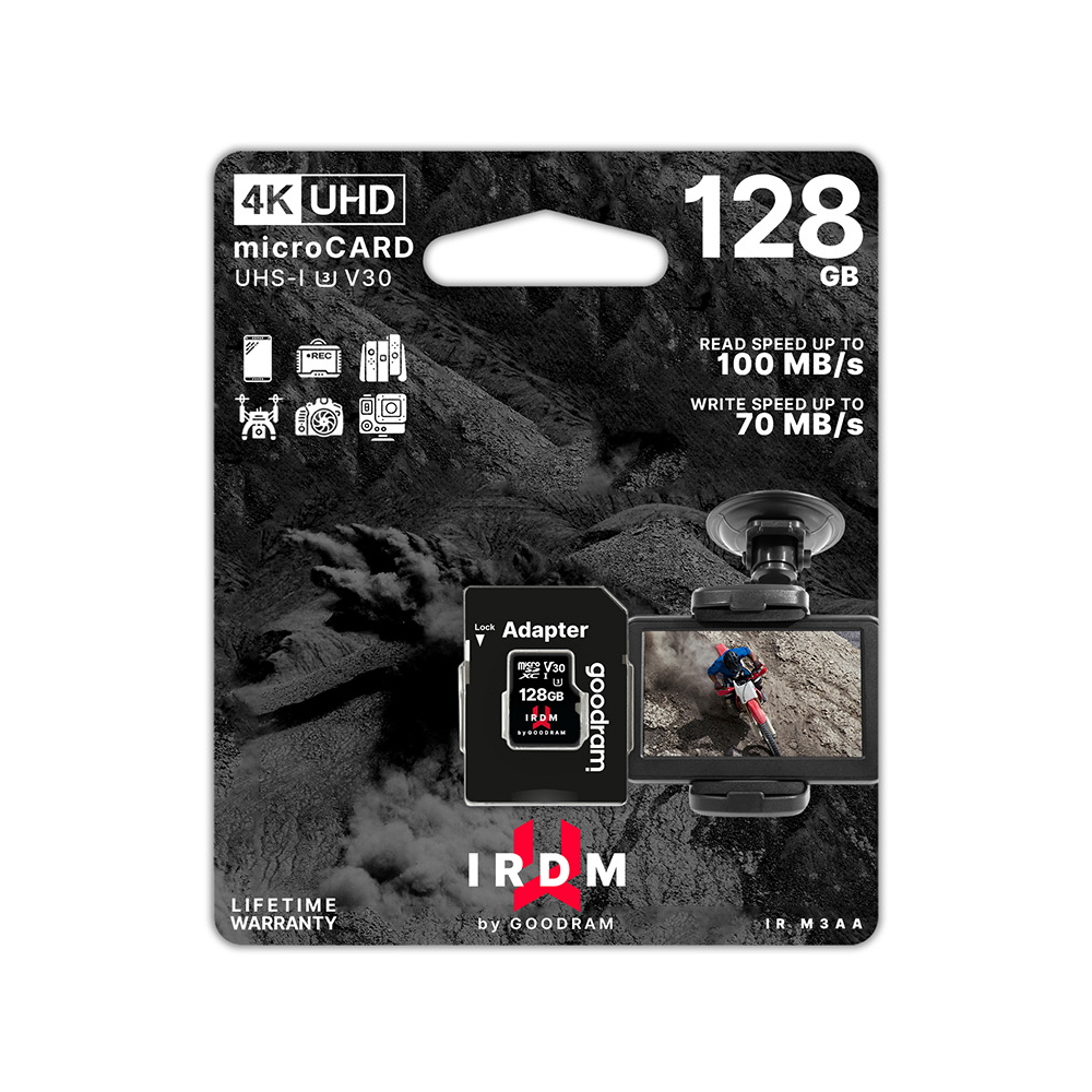 GOODRAM IRDM 128GB microSD UHS-I U3 + adapter atmiņas karte