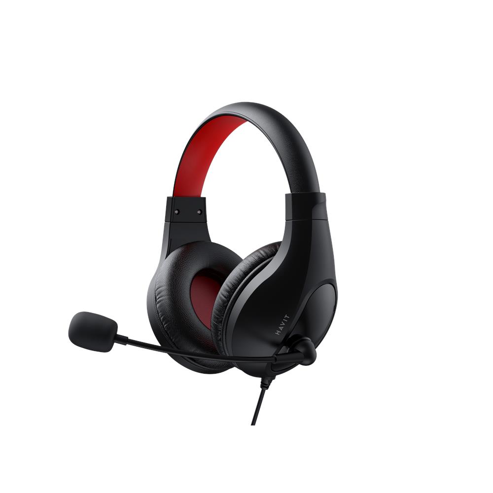 HAVIT wired headphones HV-H2116D on-ear with microphone black-red austiņas