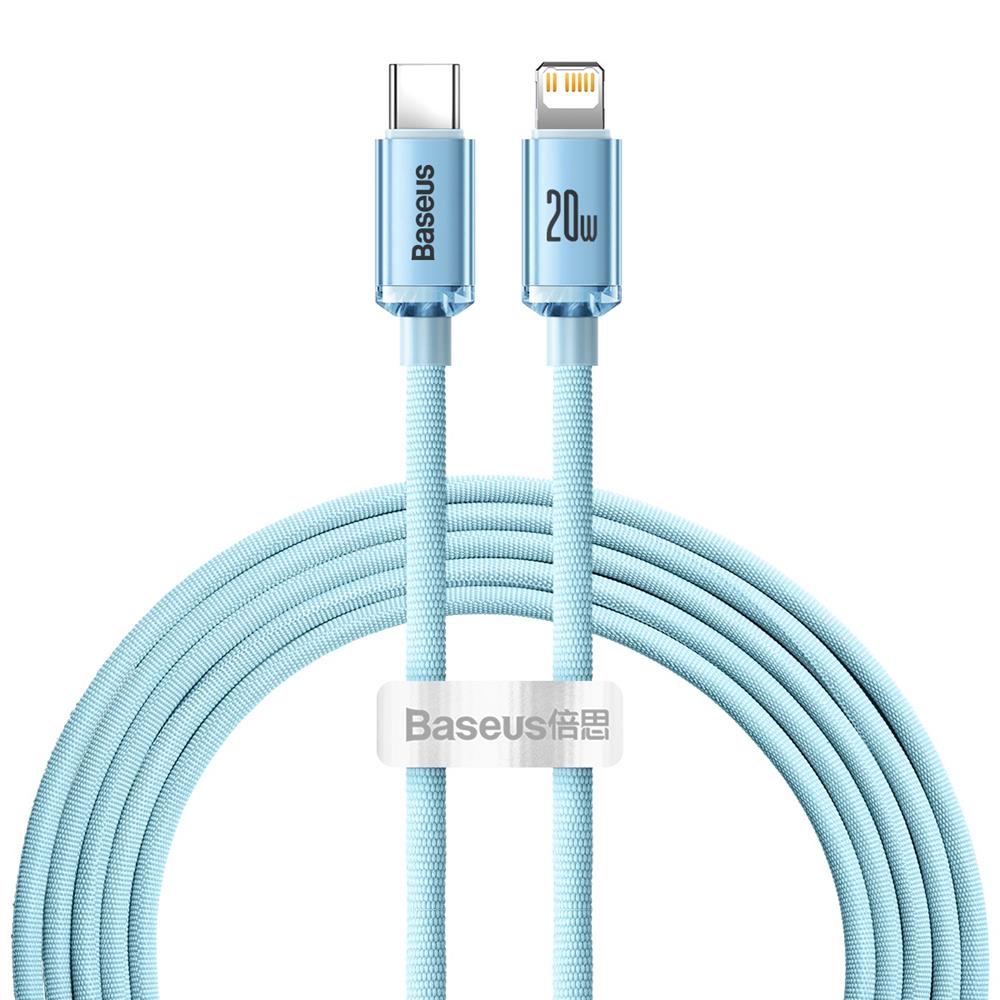 Baseus cable Crystal Shine USB-C - Lightning 2,0 m 20W sky blue Powerbank, mobilā uzlādes iekārta