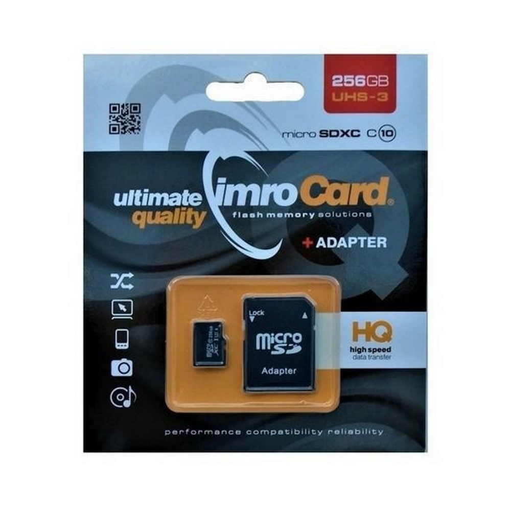 Imro memory card 256GB microSDXC kl. 10 UHS-3 + adapter atmiņas karte