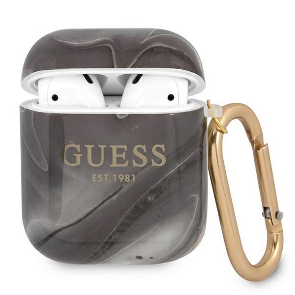 GUA2UNMK Guess TPU shiny marble maciņš austiņām Airpods 1 / 2 pelēks austiņas