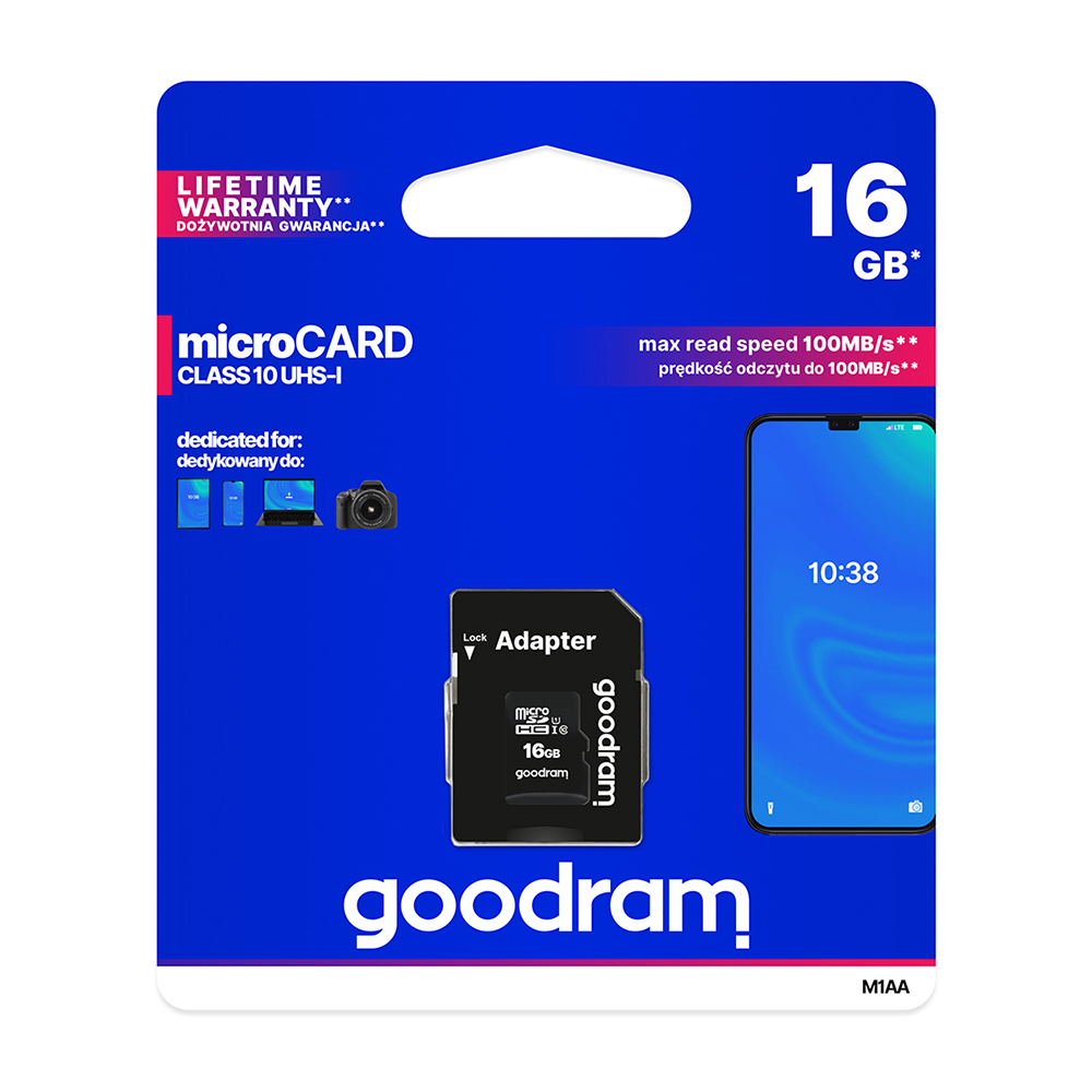 Goodram M1AA-0160R12 memory card 16 GB MicroSDHC Class 10 UHS-I atmiņas karte