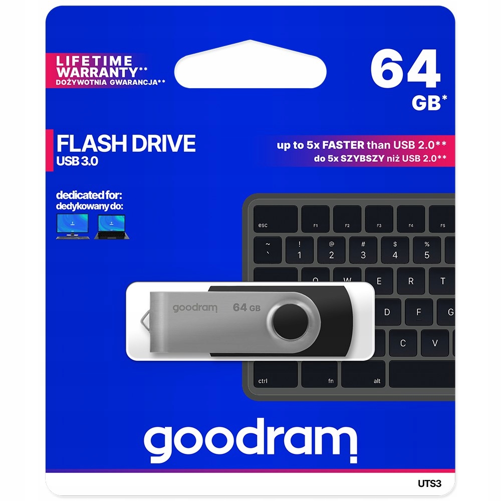 GOODRAM TWISTER BLACK   64GB USB3.0 USB Flash atmiņa