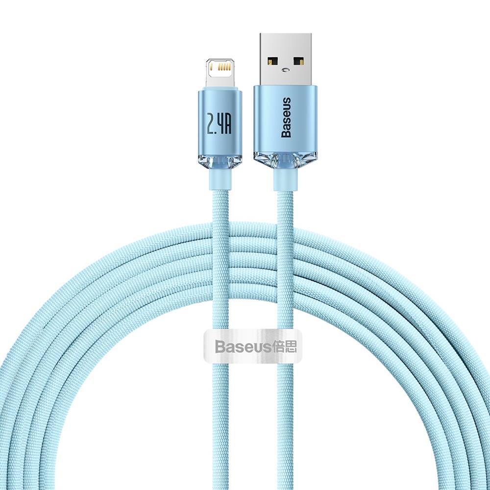 Baseus cable Crystal Shine USB - Lightning 2,0 m 2,4A sky blue Powerbank, mobilā uzlādes iekārta