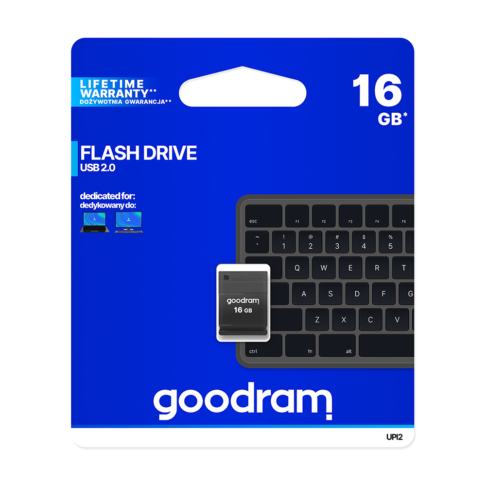 GOODRAM PICOLLO 16GB    USB2.0 Black USB Flash atmiņa