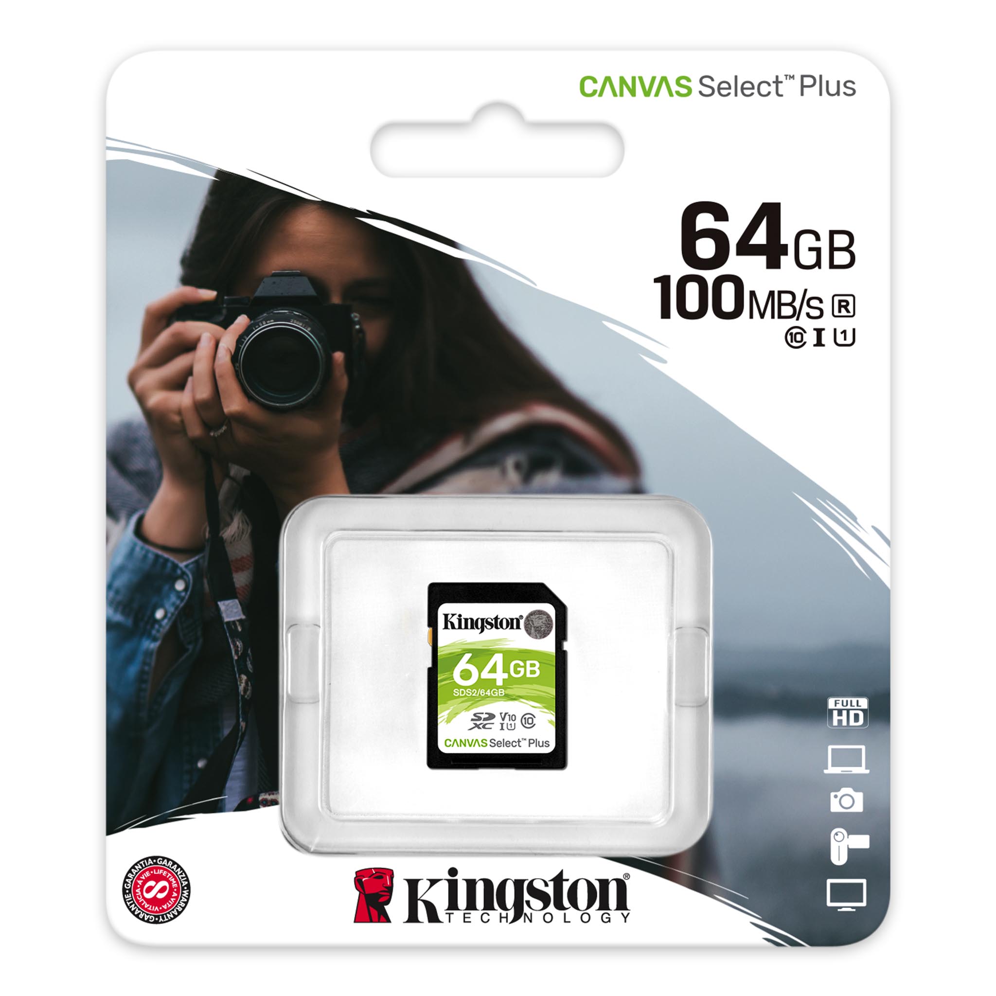 KINGSTON 64GB SDXC Canvas Select Plus atmiņas karte