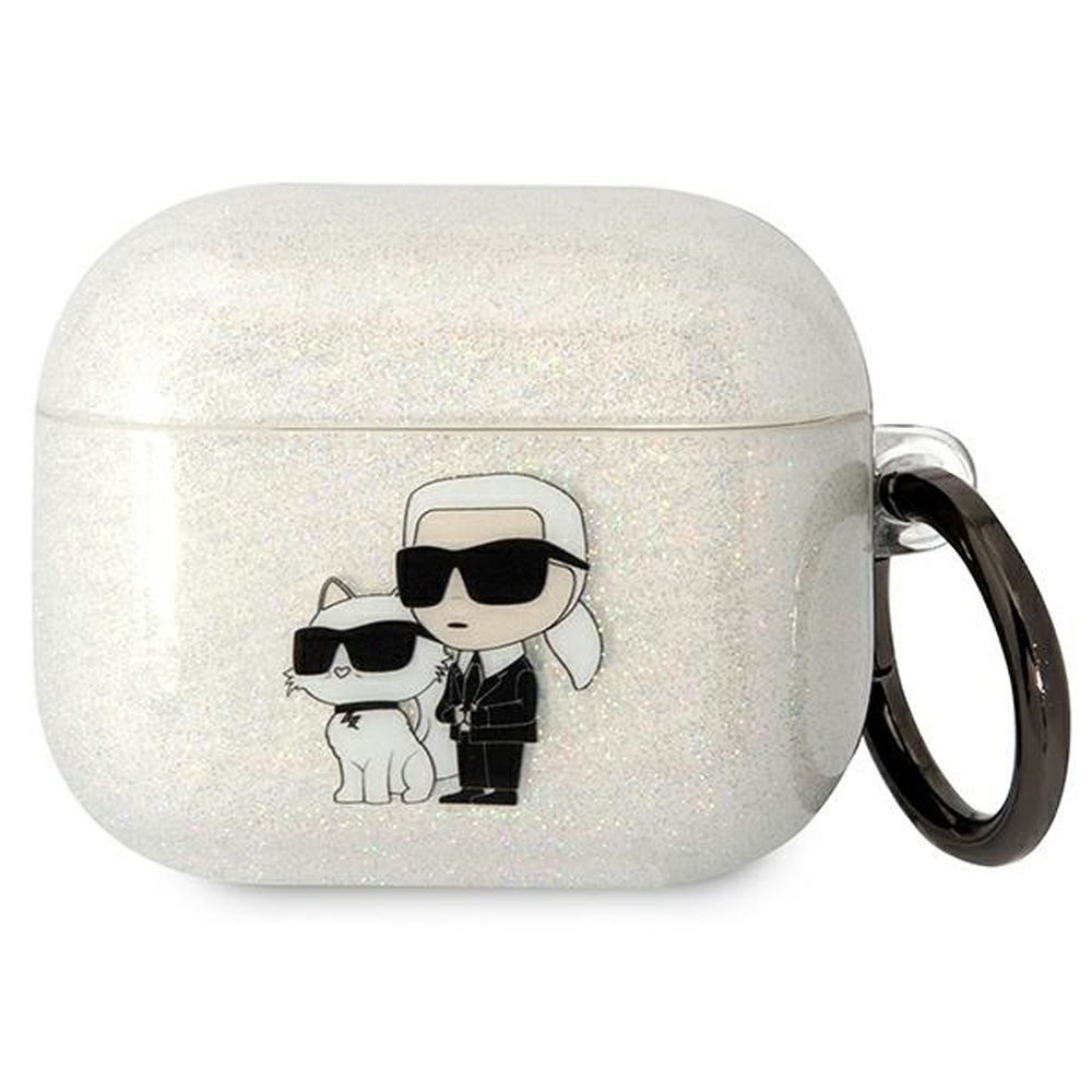 Karl Lagerfeld 3D Logo NFT Karl and Choupette TPU Glitter Case for Airpods 3 White austiņas