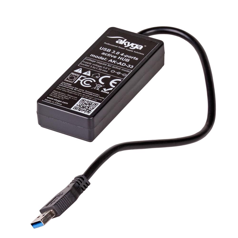 Akyga AK-AD-33 interface hub USB 3.2 Gen 1 (3.1 Gen 1) Type-A 500 Mbit/s Black USB centrmezgli