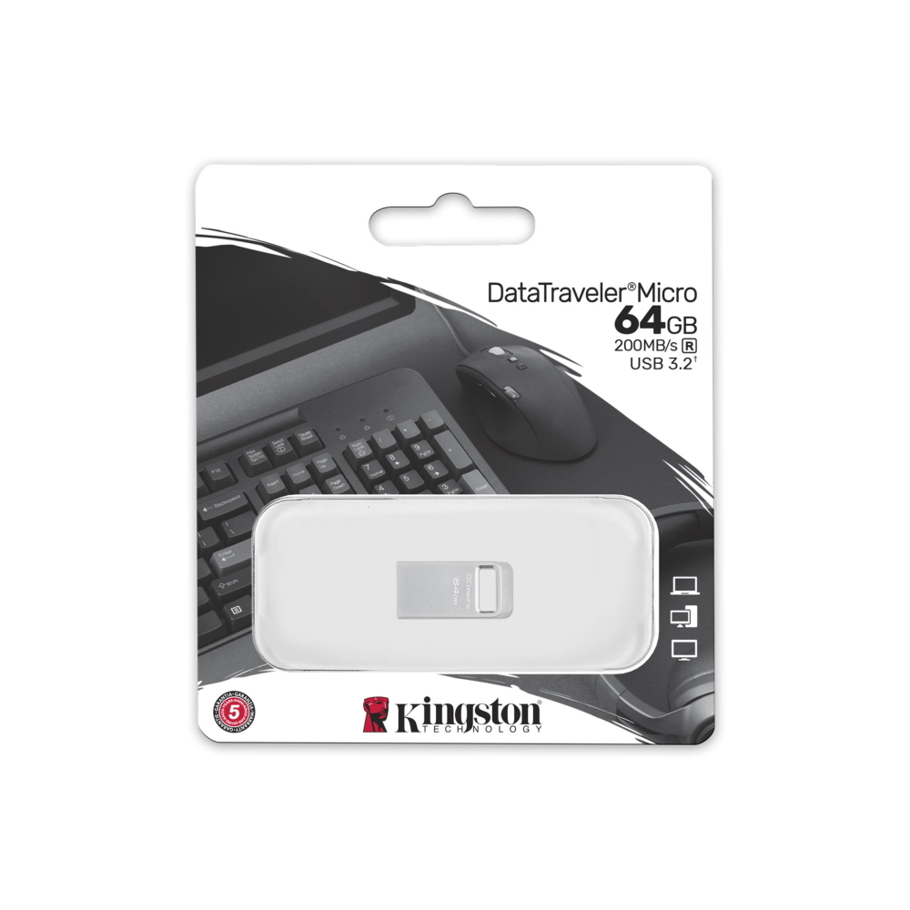 Kingston | USB 3.2 Flash Drive | DataTraveler micro | 64 GB | USB 3.2 | Silver USB Flash atmiņa