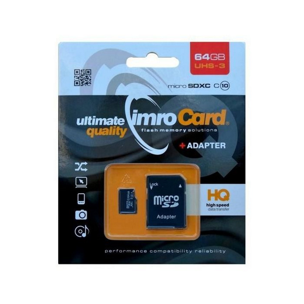 Imro memory card 64GB microSDXC cl. 10 UHS-3 + adapter atmiņas karte