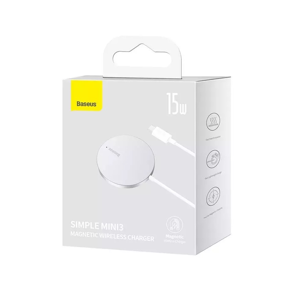 Baseus Simple Mini3 Magnetic Wireless Charger 15W (Silver) iekārtas lādētājs