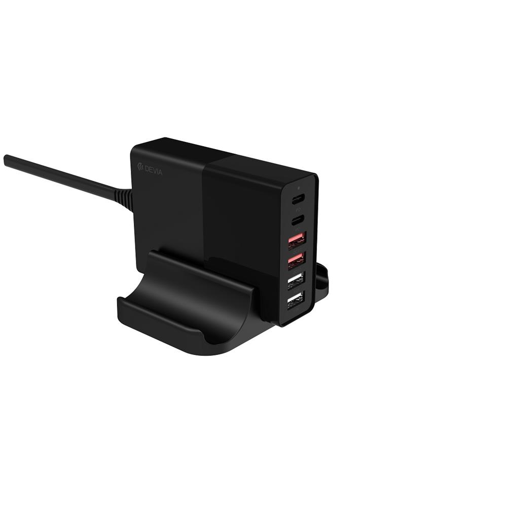 Devia wall charger Extreme PD QC 3.0 75W 2x USB-C 4x USB black iekārtas lādētājs