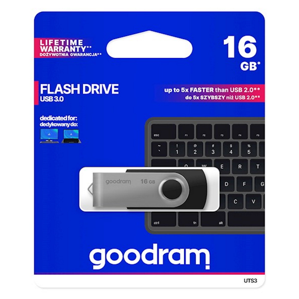 GOODRAM TWISTER BLACK   16GB USB3.0 USB Flash atmiņa